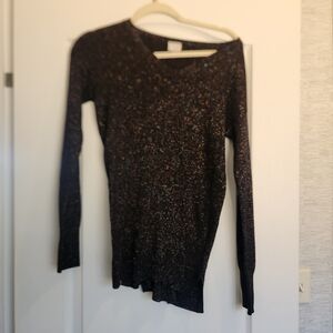 a new day Black Speckled Sparkle Blouse Size S Euc